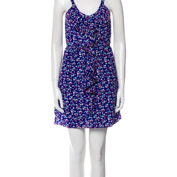 Rebecca Taylor Blue Floral Mini Dress - Picture 1 of 6